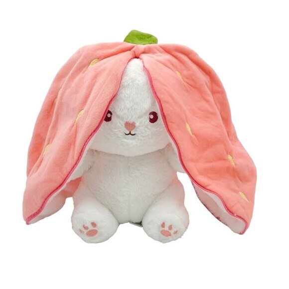 Bunny Stuffed Animal Strawberry Reversible Cuddle Bunny Plush Doll w/ Zipper 13" - Picture 1 of 8
